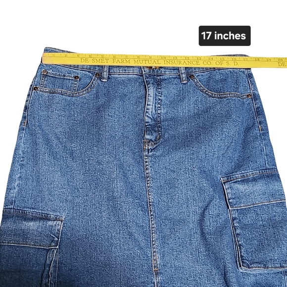 SCOOP Denim Cargo Maxi Skirt Womens 12 Blue Y2K Streetwear Baddie - Picture 8 of 12